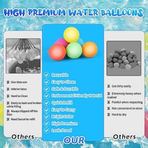 VATOS 24pcs Reusable Water Balloons Pool Beach Water Toys for Boys and Girls Outdoor Water Bomb Balls Bath Games Party Favors Birthday Gifts for Kids 3 4 5 6 7 8 9 10 11 12 Year Old Outside Toy