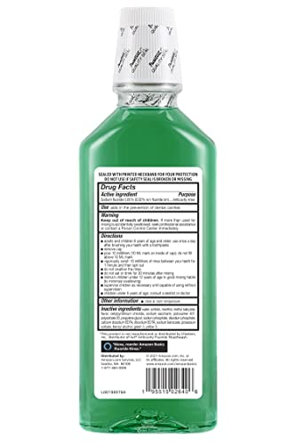 Amazon Basics Anticavity Fluoride Rinse, Alcohol Free, Mint, 18.00 Fl Oz (Pack of 4) (Previously Solimo)