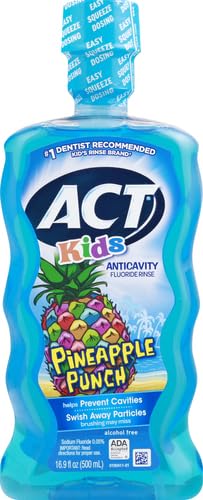 ACT Kids Anticavity Fluoride Rinse Pineapple Punch 16.9 fl. oz. Accurate Dosing Cup, Alcohol Free