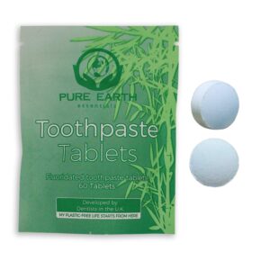 Zero Waste Toothpaste Tablets with Fluoride - Vegan & Eco Friendly Travel Toothpaste Tablets for Healthy Teeth & Fresh Breath - 60 Count by Pure Earth Essentials