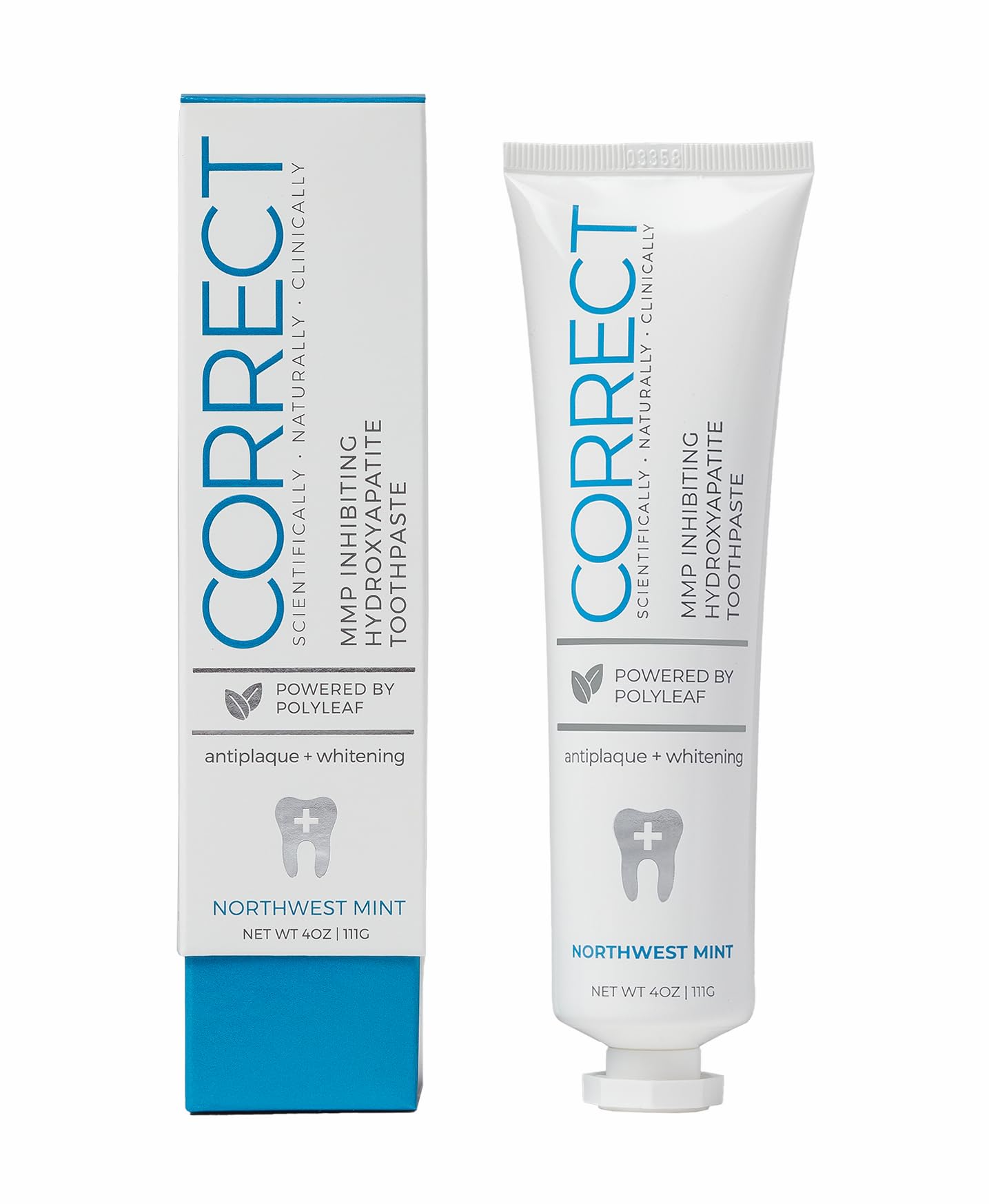 Correct MMP Inhibiting Hydroxyapatite Toothpaste, Created by Doctors + Dentists for Gum Health, Remineralizing Enamel, Whitening, Sensitive Teeth, Antiplaque, Fluoride Free, SLS Free, 4oz, Made in USA