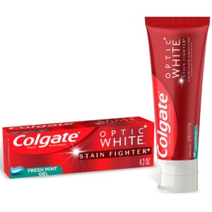 Colgate Optic White Stain Fighter Stain Removal Toothpaste, Fresh Mint Gel, 4.2 Oz