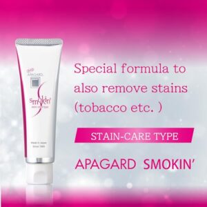 APAGARD® SMOKIN’, Sangi's Nano-Hydroxyapatite Toothpaste for Naturally Whiter Teeth, No Fluoride, Stain-Removal Type, 100g / 3.5 oz, Mild Mint Flavor