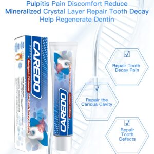 CAREDO Cavity Repair Toothpaste Set for Adults, 16g Pulpitis Ointment for Tooth Decay Pain Repair & 100g Hydroxyapatite Toothpaste for Home Cavity Repair, Cavity Tooth Repair Fluoride Free Toothpaste