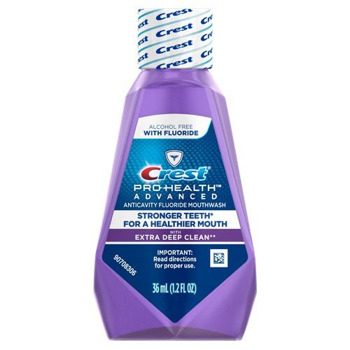 Crest Pro-Health Advanced Anticavity Fluoride Mouthwash/Rinse, Alcohol Free, Travel Size 36 ml,1.22 Fl Oz (Pack of 12)