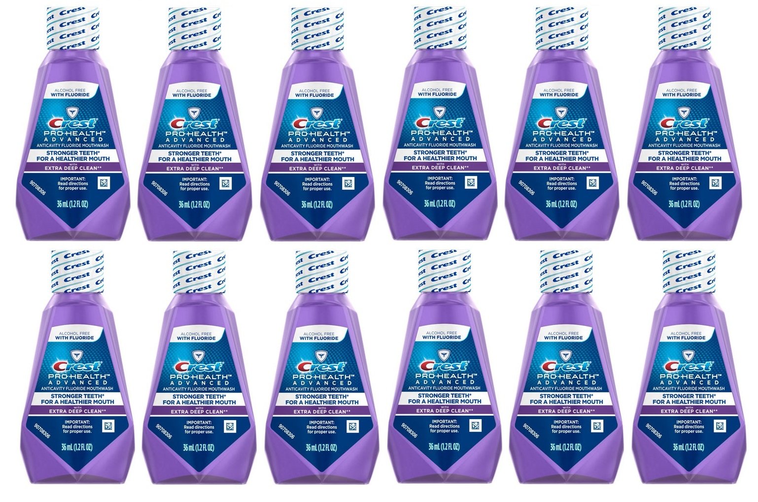 Crest Pro-Health Advanced Anticavity Fluoride Mouthwash/Rinse, Alcohol Free, Travel Size 36 ml,1.22 Fl Oz (Pack of 12)