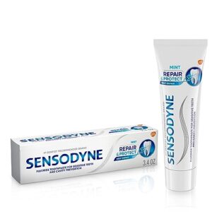 sensodyne repair and protect mint toothpaste, toothpaste for sensitive teeth and cavity prevention, 3.4 oz