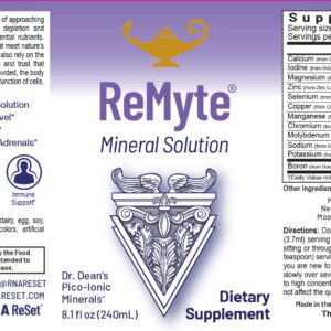 RnA ReSet - ReMyte Mineral Solution, Liquid Multi Mineral, Electrolyte Solution, 12 Minerals Including Iodine, Selenium, Zinc, Magnesium, Boron, 240 ml - by Dr. Carolyn Dean (2-Pack)