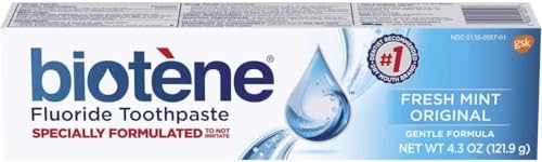 Biotene Fresh Mint Original Gentle Formula Fluoride Toothpaste, 4.3 Ounces (Value Pack of 4)