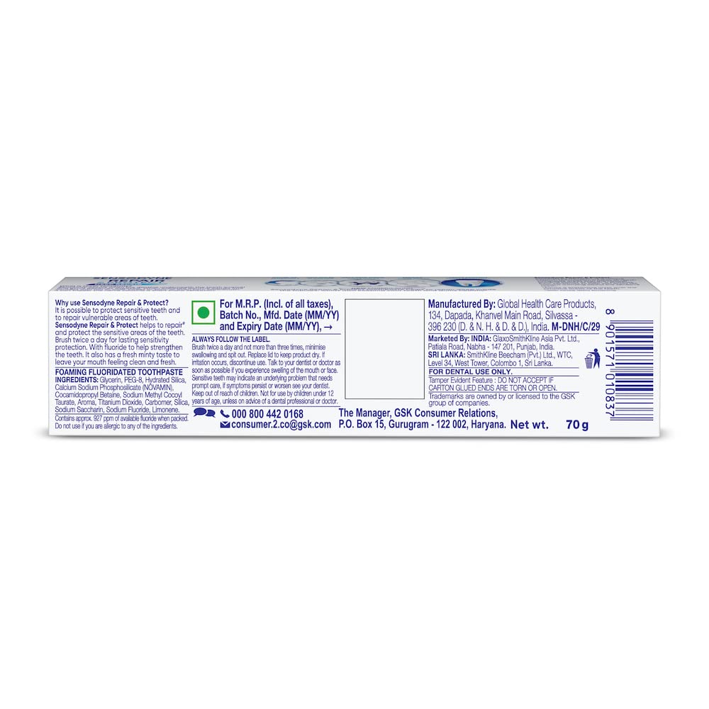 Sensodyne Repair Protect Toothpaste with Fluoride 70 gm - Pack of 1