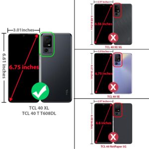 TJS Compatible for TCL 40 XL Case, TCL 40 T T608DL Case, Lively Jitterbug Smart4 Case, with Tempered Glass Screen Protector, Magnetic Support Hybrid Shockproof Metallic Brush Finish Phone Case (Black)