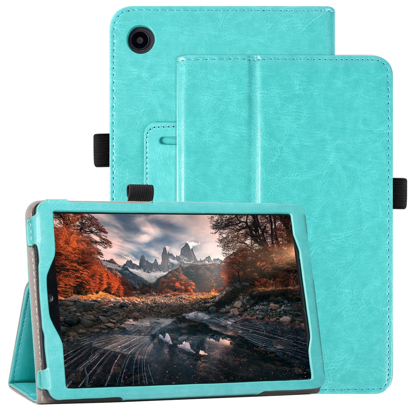 JKhandy Case for 2024 Tcl Tab 8 SE MODEL 6048E / TCL Tab 8 Plus MODEL 9138S / TCL Tab 8 LE MODEL 9137W / TCL TAB 8 WiFi Model 9132X, Leather Protective Stand Tablet Cover with Pencil Holder, Sky Blue