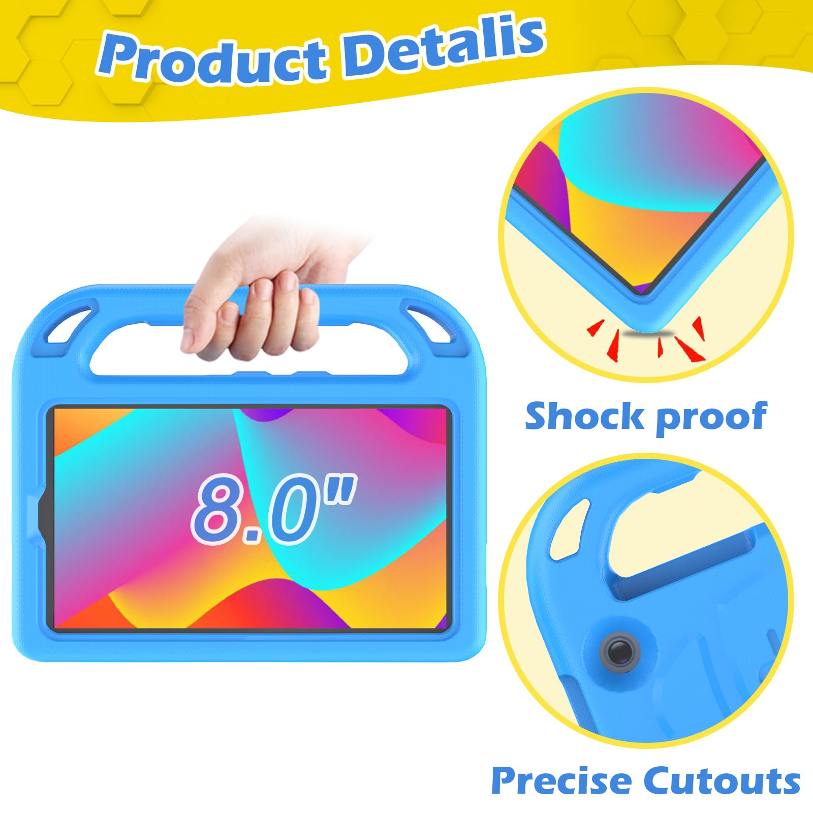 AVAWO TCL Tab 8 LE (9137w) / Tab 8 WiFi (9132x) 2023 Case for Kids, Children Friendly, Boys and Girls EVA Handle Stand Shockproof Tablet Cover for TCL Tab 8 LE/WiFi -Blue