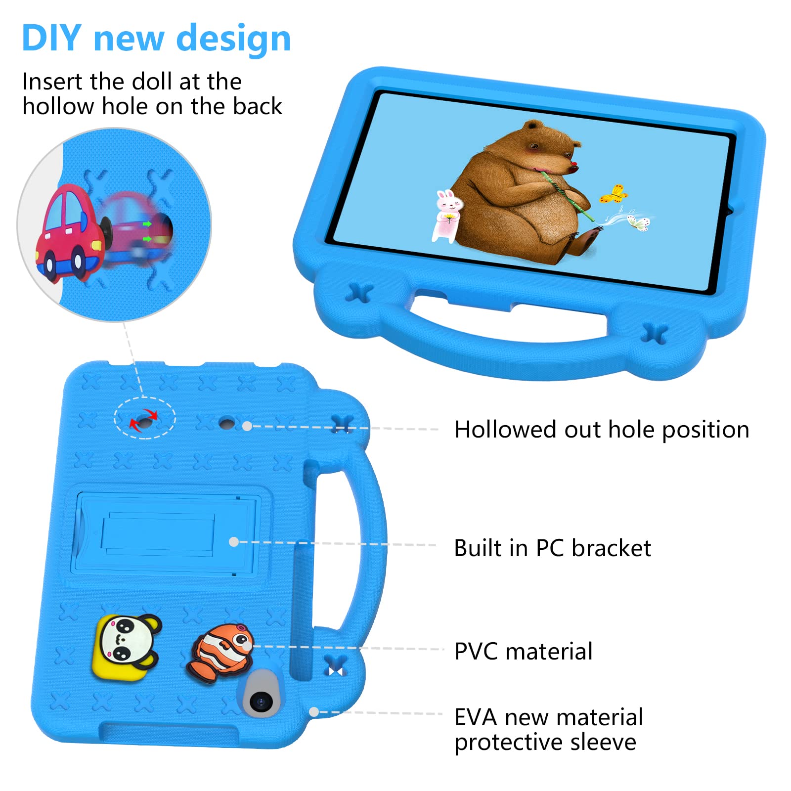 YRH for TCL Tab 8le Tablet Case 8.0 inch 2023, Kids EVA Cover with Stand Handle, for TCL Tab 8 LE (9137w)/Tab 8 WiFi (9132x)/TCL Tab 8 Plus(9138s)/TCL Tab 8 SE(6048E)/TCL Tab 8V, Blue