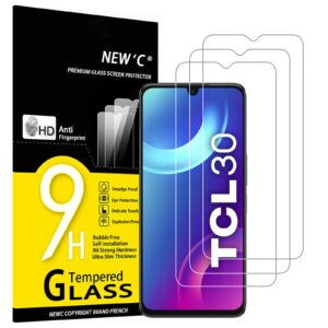 new'c [3 pack] designed for tcl 30 5g/tcl 30/tcl 30 plus screen protector tempered glass, bubble free, ultra resistant