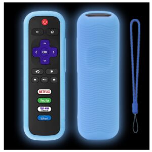 silicone protective controller sleeve for roku | tcl hisense roku remote case universal for onn roku tv remote cover with tracker,glow in the dark