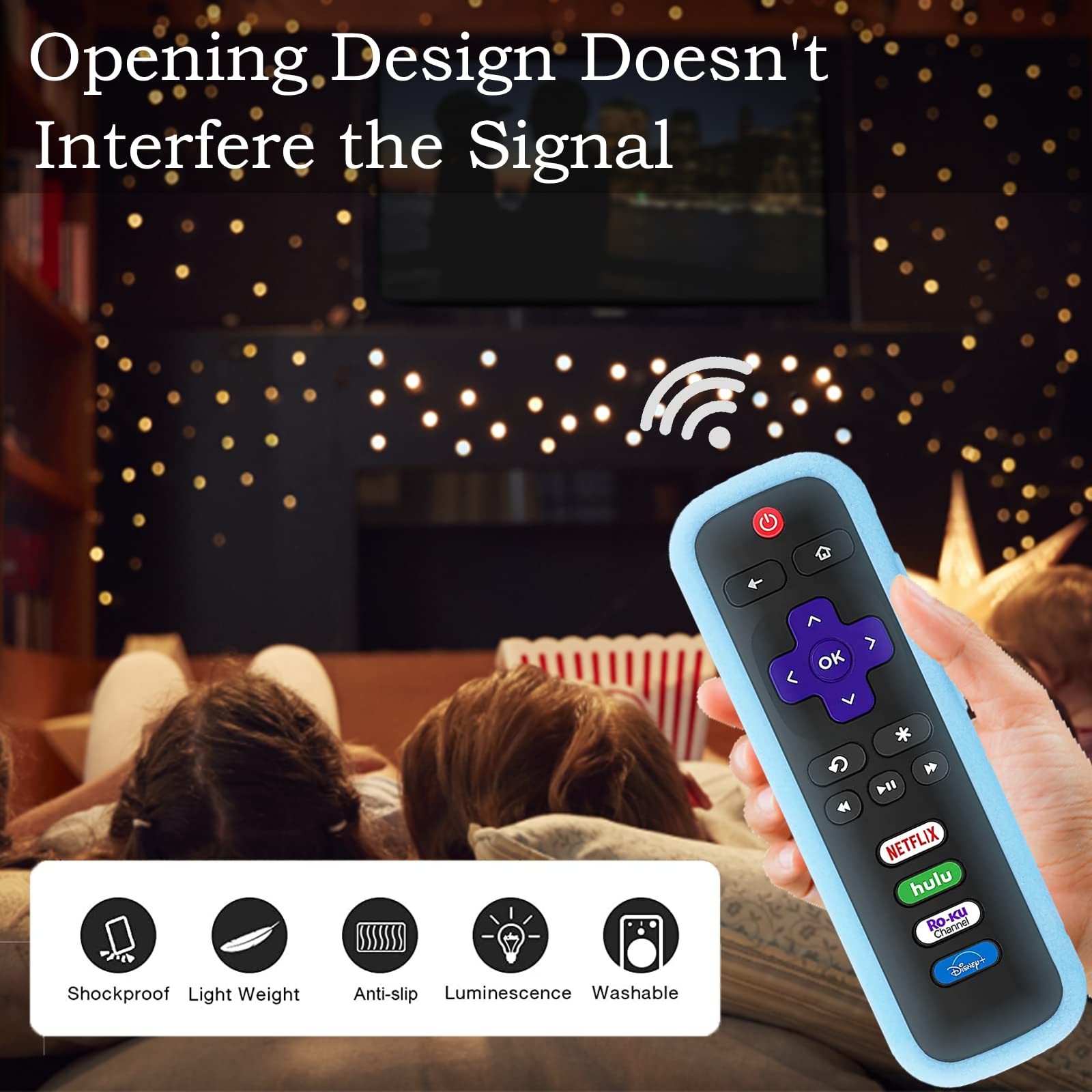 Silicone Protective Controller Sleeve for Roku | TCL Hisense Roku Remote Case Universal for Onn Roku TV Remote Cover with Tracker,Glow in The Dark
