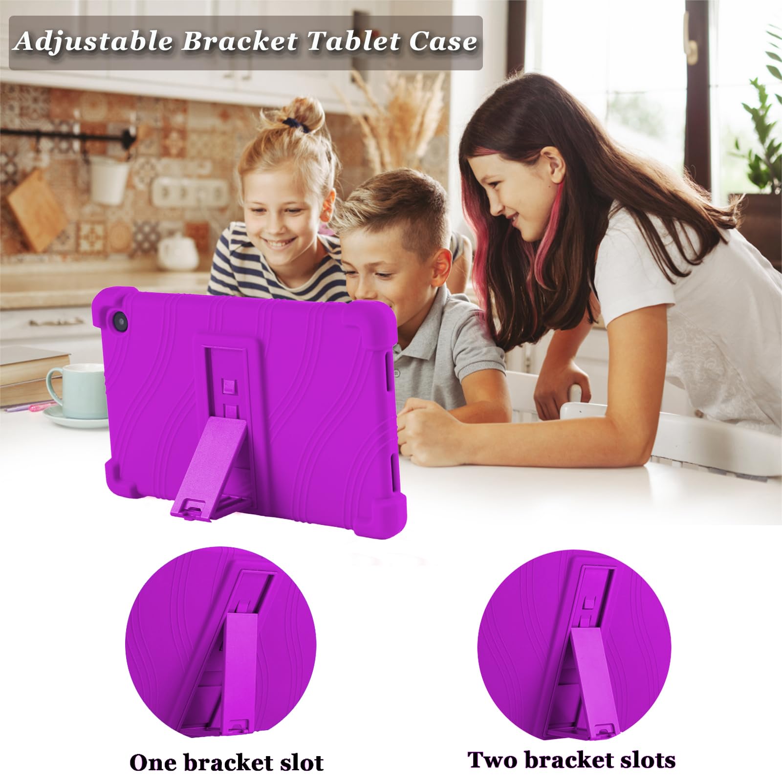 TCL Tab 8 LE Case for Kids 8.0 Inch (9137W),ATOOZ Soft Silicone Case for TCL Tab 8 WiFi (9132X)/TCL Tab 8V/TCL Tab 8 Plus Tablet,TCL Tab 8le Tablet Case with Adjustable PC Stand (Purple)