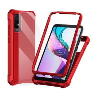 ailiber for tcl 30z phone case, straight talk tcl 30 z t602dl case with screen protector, dual layer structure protection, shockproof corner tpu bumper, slim silicone phone cover for tcl 30z-red