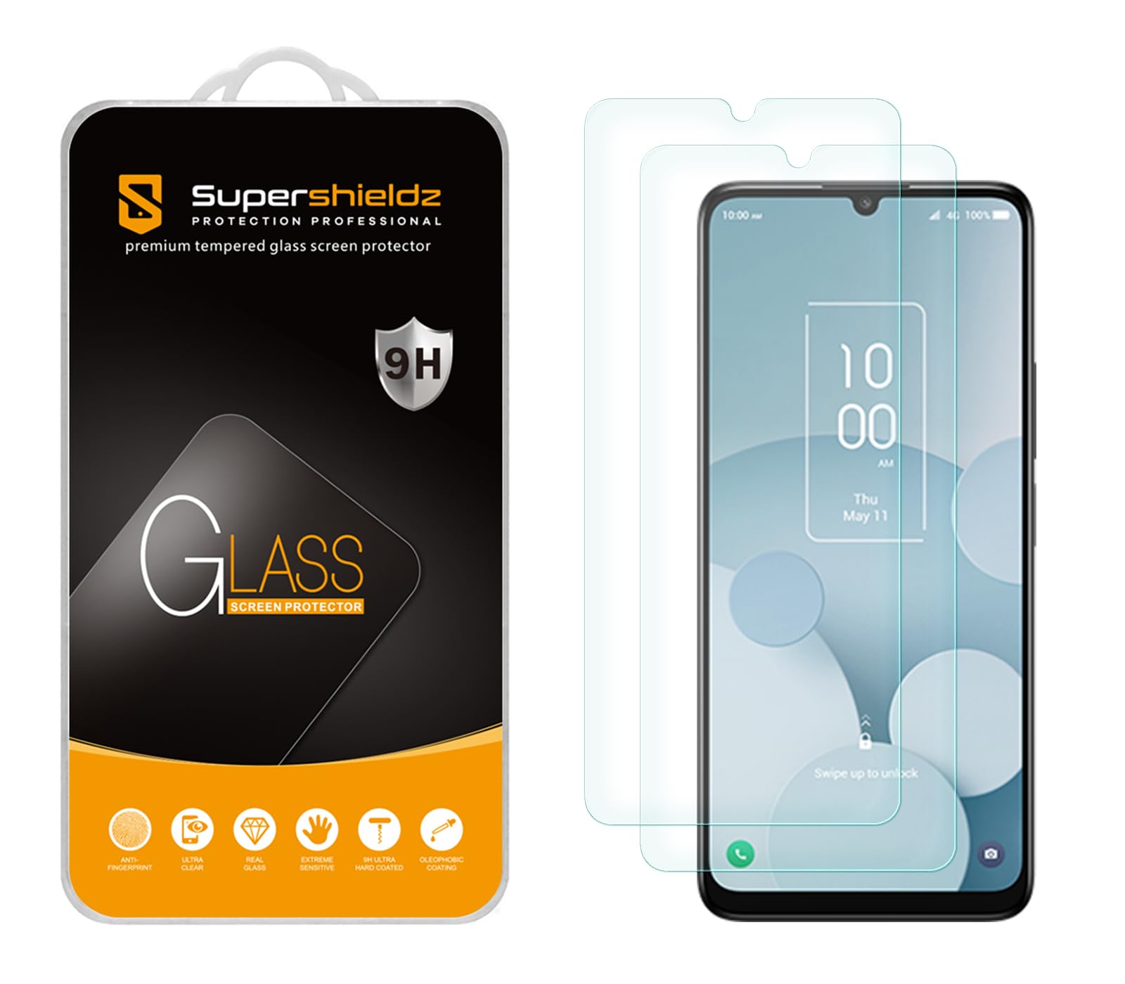 Supershieldz (2 Pack) Designed for TCL 40 XL / 40 T Tempered Glass Screen Protector, Anti Scratch, Bubble Free