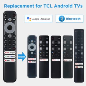 Replacement Google Voice Remote Control for TCL Android TV Mini-LED QLED 4K UHD Smart TV with 6 Shortcut Buttons Netflix, Prime Video, YouTube, Guard, Media and TCL Channel