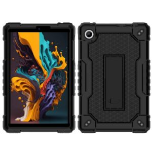 Doemoil for TCL TAB 8 WiFi 9132X/for TCL TAB 8 LE 9137W Tablet Case Soft Silicone Rubber Had Back Shell Kids Friendly Built in Stand Shoulder Strap for TCL TAB 8 WiFi/TCL TAB 8 LE (Black+Black)