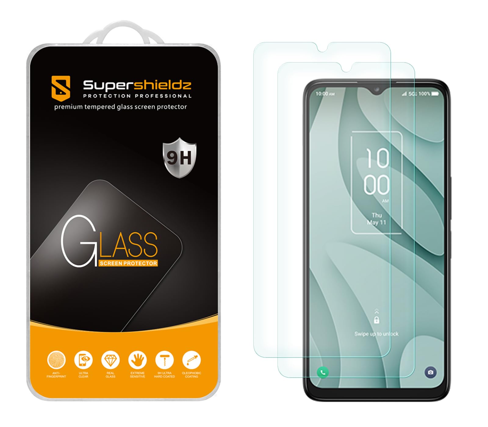 Supershieldz (2 Pack) Designed for TCL 40 X 5G / TCL 40 XE 5G Tempered Glass Screen Protector, Anti Scratch, Bubble Free