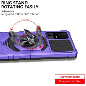 Ailiber for TCL 40 XL/TCL 40 T(T608DL)/Lively Jitterbug Smart 4 Case with Screen Protector, Ring Kickstand for Magnetic Car Mount, Military Grade Shockproof Protective Phone Cover for TCL 40T-Purple