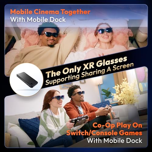 VITURE One XR/AR Glasses, 120" Full HD Display, Harman Sound, iPhone 15, Steam Deck/ROG Ally/Gaming Consoles/PC/Android, Myopia Adjustments, Electrochromic Film