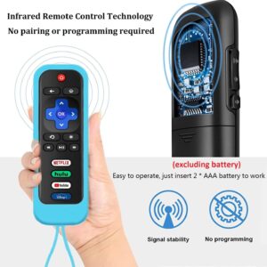 Replacement Remote for Roku TCL TV with Luminous Silicone Case, Compatible for TCL Roku, Hisense, Onn, Sharp, Element, Westinghouse, Philips Roku Series Smart TVs (Not for Roku Stick and Box)