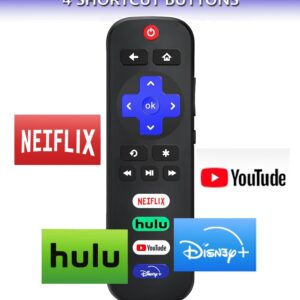 Replacement Remote for Roku TCL TV with Luminous Silicone Case, Compatible for TCL Roku, Hisense, Onn, Sharp, Element, Westinghouse, Philips Roku Series Smart TVs (Not for Roku Stick and Box)