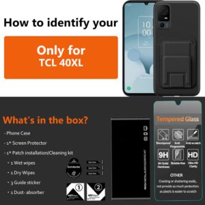 Case for Lively Jitterbug Smart4 / Lively Smart 4 /TCL 40XL / TCL 40T Case with Tempered Glass Screen Protector Folding Kickstand/Stand Card Holder/ Slots Wallet Shockproof Protective Case - Black