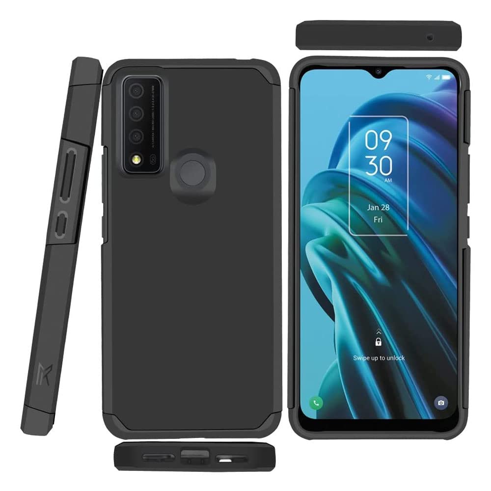 TJS Compatible with TCL 30 XE 5G Case Inch, Dual Layer Hybrid Shockproof Drop Protection Impact Cover Phone Case (Black)