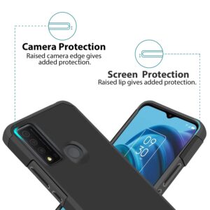 TJS Compatible with TCL 30 XE 5G Case Inch, Dual Layer Hybrid Shockproof Drop Protection Impact Cover Phone Case (Black)