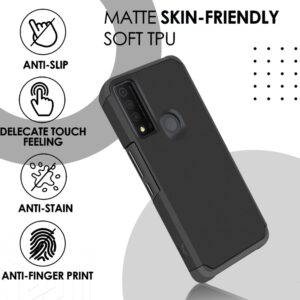 TJS Compatible with TCL 30 XE 5G Case Inch, Dual Layer Hybrid Shockproof Drop Protection Impact Cover Phone Case (Black)