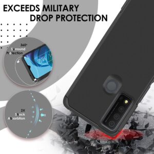 TJS Compatible with TCL 30 XE 5G Case Inch, Dual Layer Hybrid Shockproof Drop Protection Impact Cover Phone Case (Black)