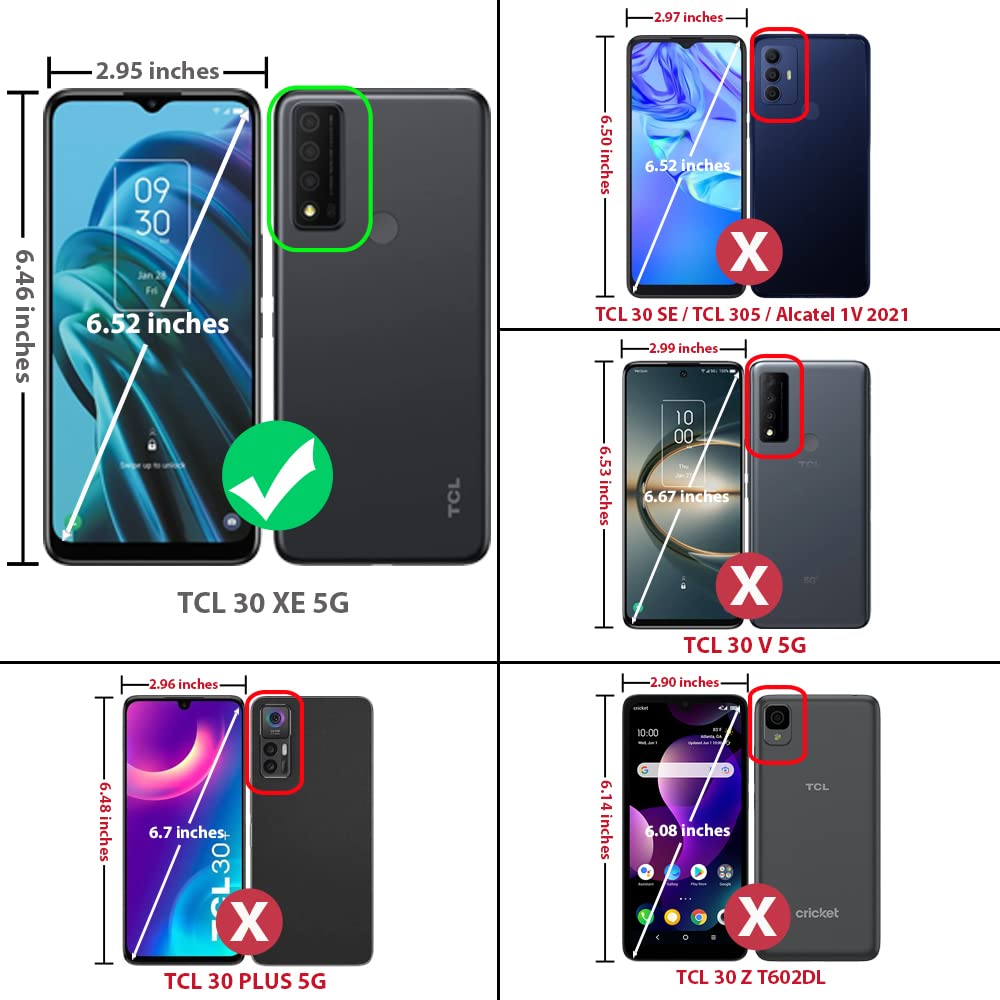 TJS Compatible with TCL 30 XE 5G Case Inch, Dual Layer Hybrid Shockproof Drop Protection Impact Cover Phone Case (Black)