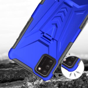 for Alcatel TCL A3X A600DL Case, with Tempered Glass Screen Protector Heavy Duty Protection Technology Built-in Kickstand Rugged Shockproof Protective Phone Case for Alcatel TCL A3X A600DL, (Blue)