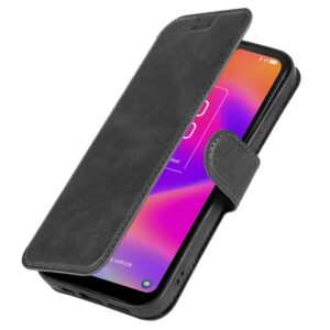 RTYJZ for TCL 30Z Case, for TCL 30Z Wallet Case with Tempered Glass Screen Protector with Card Holder Kickstand Magnetic,PU Leather Flip Case for Alcatel TCL 30Z 30LE 30 Z 4G LTE T602DL (Black)