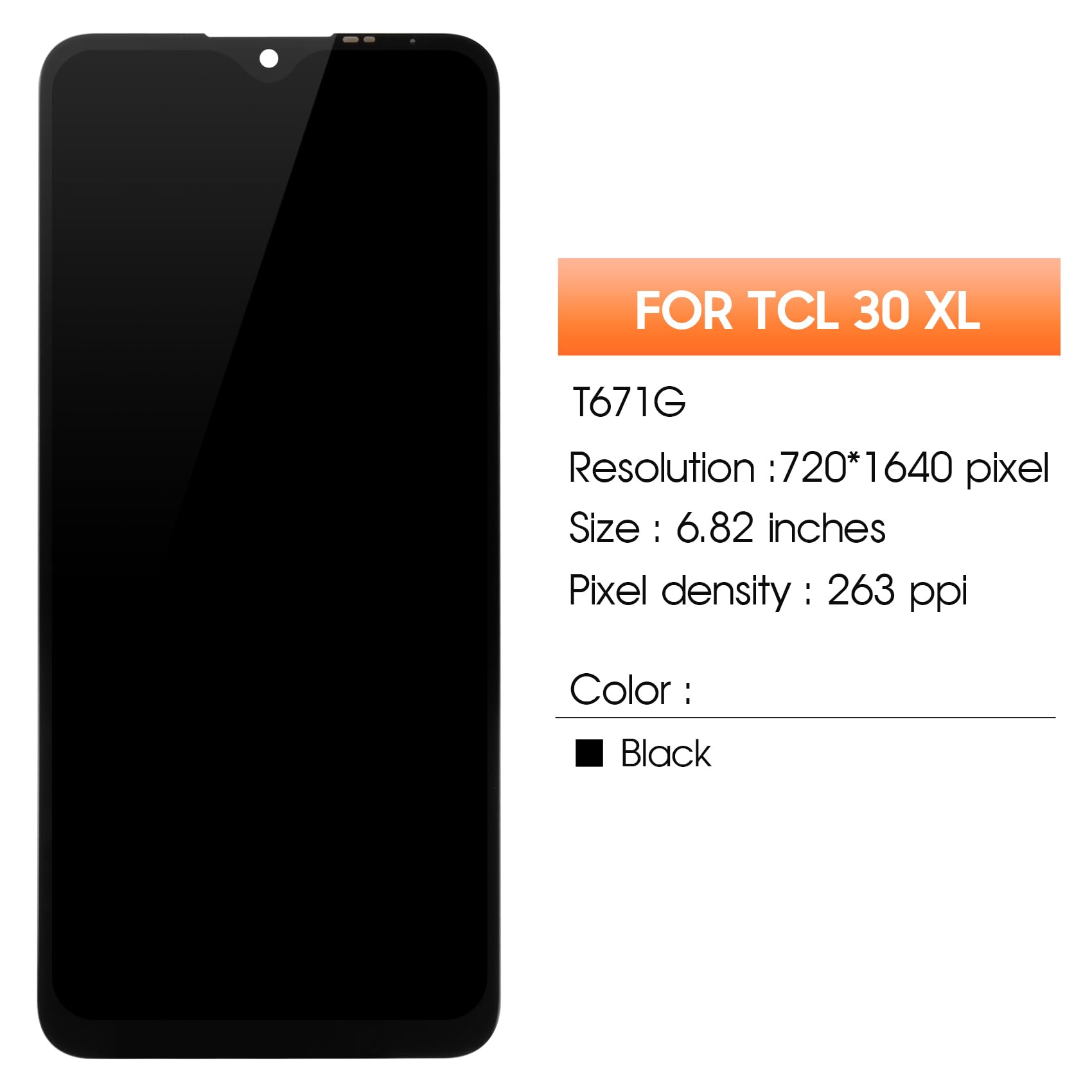 for TCL 30 XL Screen Replacement for TCL 30 XL 6.82" T671G T701DL LCD Display Touch Digitizer Assembly with Tools