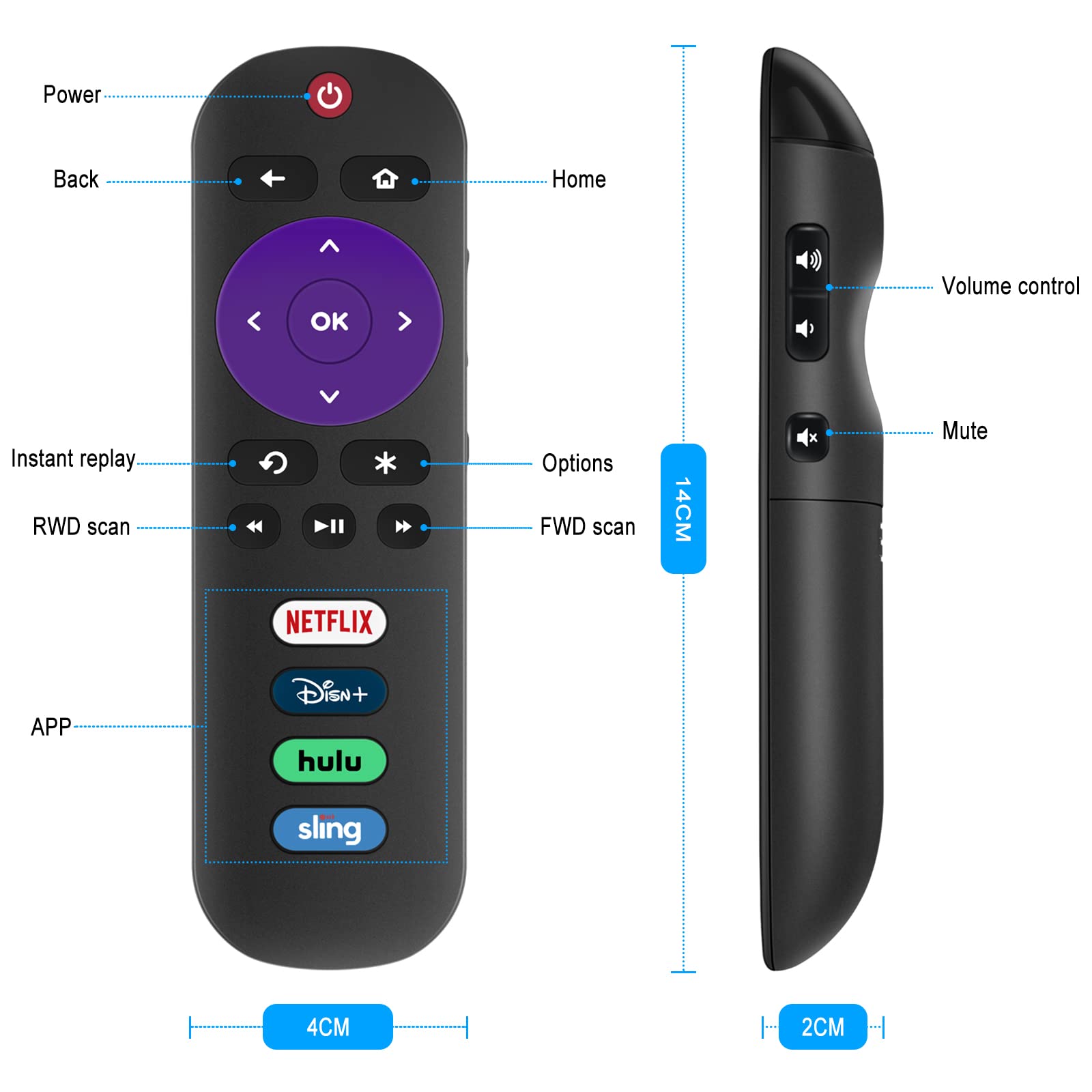 New Universal Replace Remote Control fit for TCL ROKU TV for Hisense Roku TV for Sharp Roku TV for ONN Roku TV for Insignia Roku TV for TCL Roku TV for Westinghouse Roku TV for JVC Roku TV