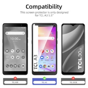 NEW'C [3 Pack] Designed for TCL A3 Screen Protector Tempered Glass, Bubble Free, Ultra Resistant