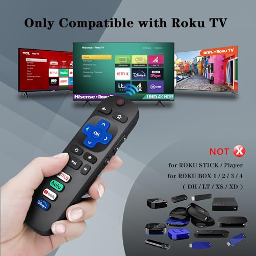 (2 Pack) Universal Roku Remote Replacement ONLY for Roku Series Smart TVs, Compatible for TCL Roku/Hisense Roku/Onn Roku/Sharp Roku/Insignia Roku Series TVs, (Not for Roku Stick and Box)