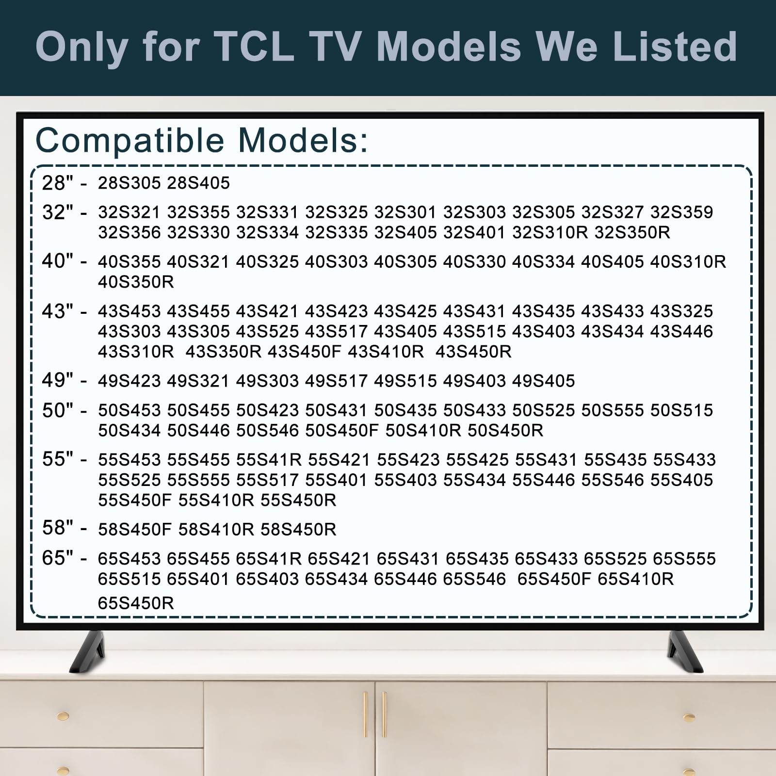 Stand for TCL TV Stand Legs 28 32 40 43 49 50 55 65 Inch for TCL TV Stand Base, for 28D2700 32S321 40S325 43S431 43S303 49S423 50S423 50S425 55S525 65S555, TV Stand for TCL Roku TV Legs, with Screws