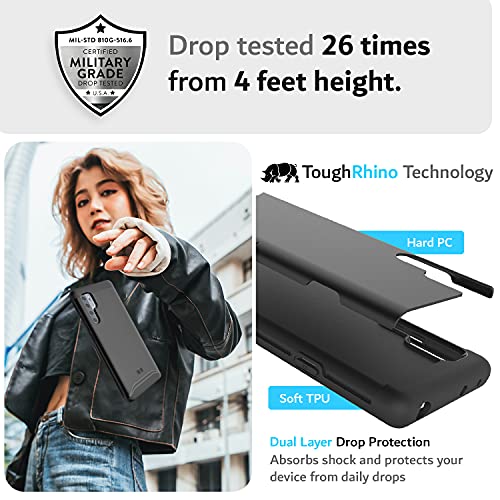 TUDIA DualShield Designed for TCL 20 Pro 5G Case, [Merge] Shockproof Heavy Duty Military Grade Dual Layer Tough Slim Protective Case - Matte Black