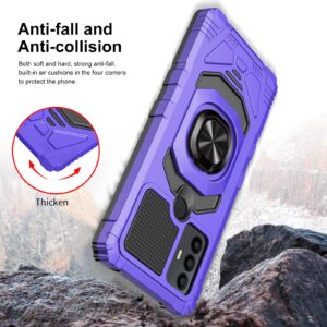 Ailiber for TCL 30 SE Phone Case, TCL 30 SE 2022 Case with Screen Protector, Ring Kickstand for Magnetic Car Mount Military Grade, Heavy Duty Shockproof Protective Cover for TCL 30 SE 6.52”-Purple