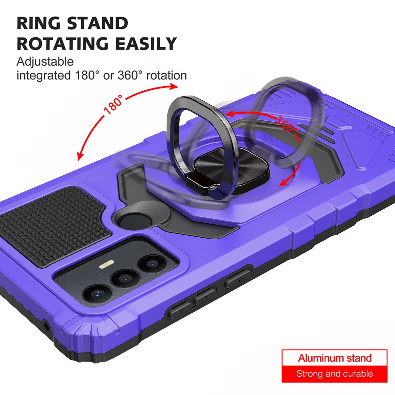 Ailiber for TCL 30 SE Phone Case, TCL 30 SE 2022 Case with Screen Protector, Ring Kickstand for Magnetic Car Mount Military Grade, Heavy Duty Shockproof Protective Cover for TCL 30 SE 6.52”-Purple