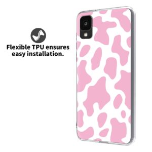 JANENFNA Case for Alcatel TCL 30 Z T602DL, Clear Soft Flexible TPU Phone Case for TCL 30Z T602DL 6.1", Lightweight Shockproof Anti-Scratch Cover for TCL 30Z / TCL 30LE, Pink Cow Prints