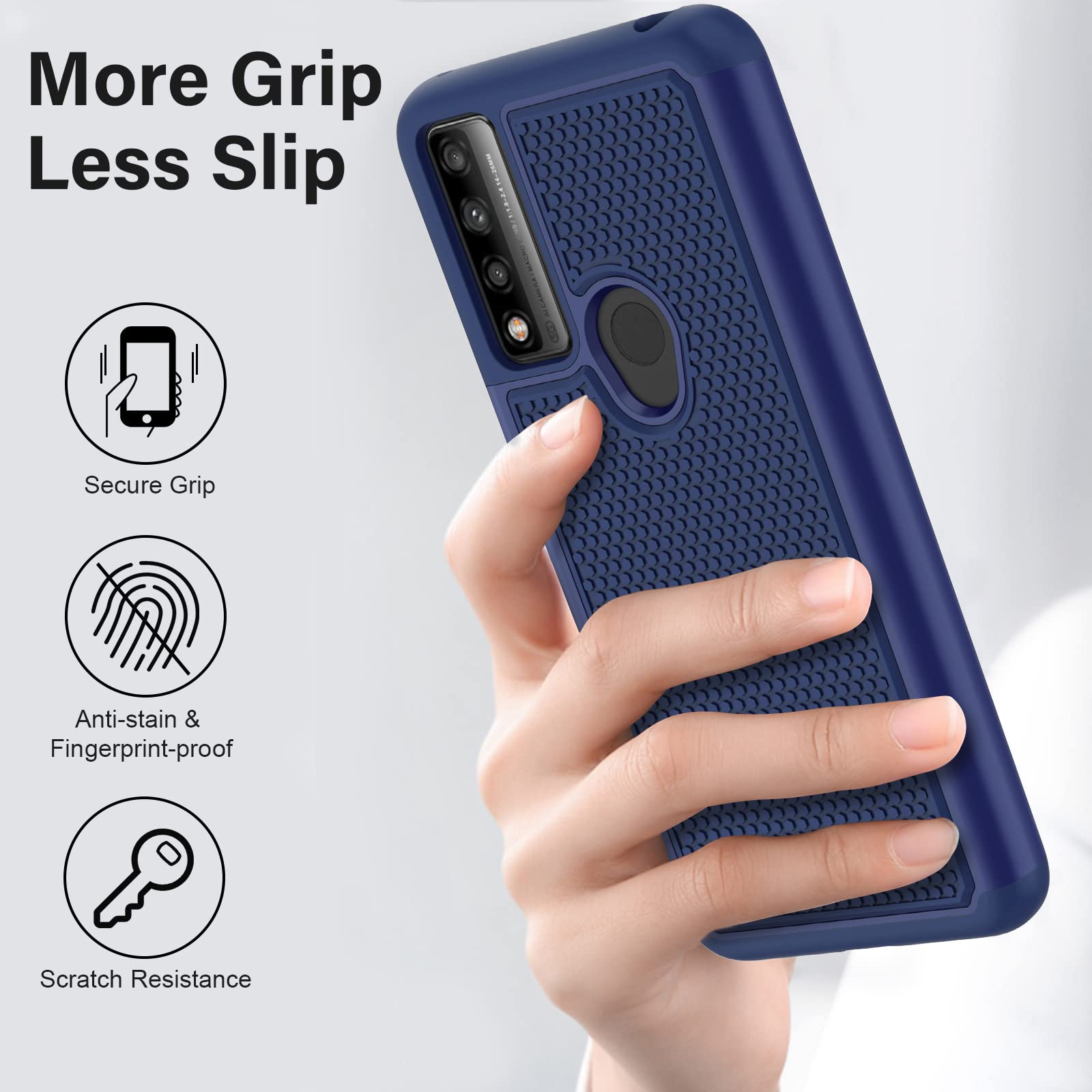 NTZW for TCL 30 XE 5G Case: Drop Protective Military Grade Armor Case Cover | Sturdy Anti-Slip Grip & Shock-Proof Silicone TPU Bumper | Dual-Layer Heavy Duty Protection Phone Case - Blue