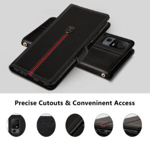 For TCL 40 XL / TCL 40XL Case, Magnetic Leather Card Slots TCL 40 XL Wallet Phone Case, Flip Silicone TPU Bumper Protective Cover with Kickstand, Shockproof folio Book Case for TCL 40 XL Black